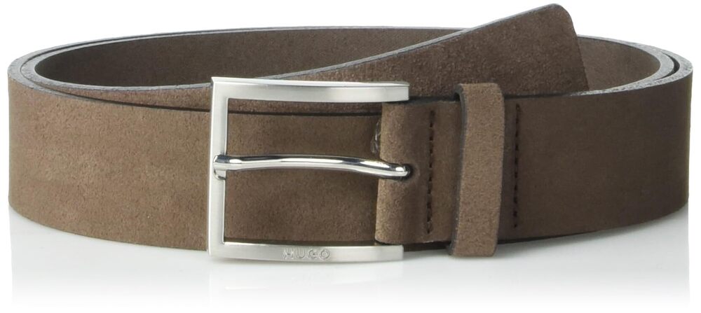 3684 Mirto Soft Suede Brushed Buckle Belt, brown wood, 32